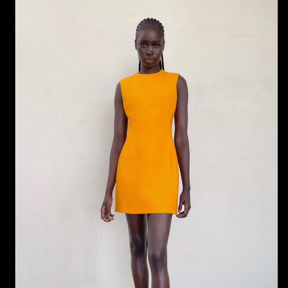Zara Orange Textured Dress